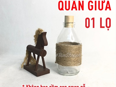 Chai thủy tinh quấn dây thừng dáng bom nút bần cao 13cm [3 kiểu chọn - Kèm nút] CHAILO-HM-01